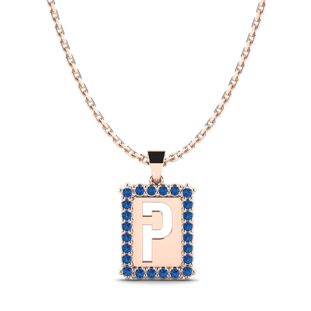 Rotgold 585 Dunkelblauer Zirkonia Damen anhänger Nubia P