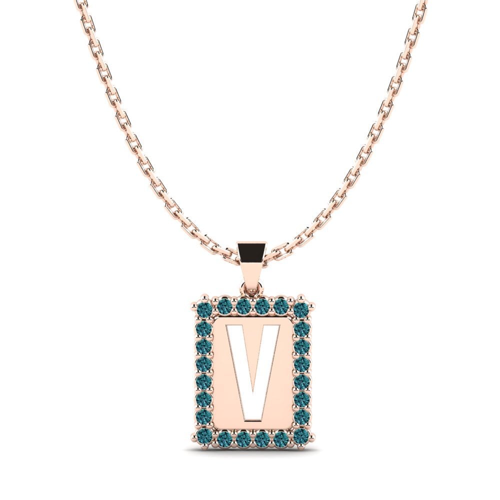 Rotgold 585 Blauer Diamant Damen anhänger Nubia V