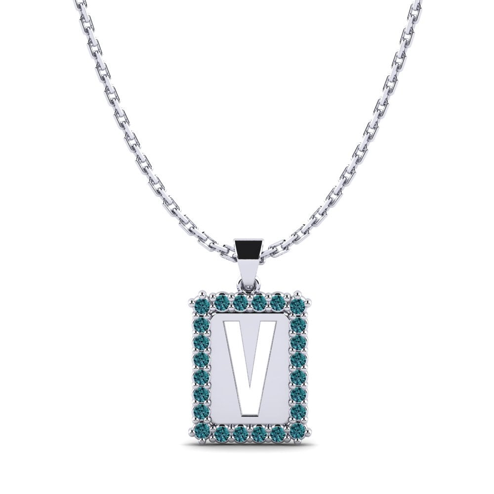 Weiß-Silber Blauer Diamant Damen anhänger Nubia V