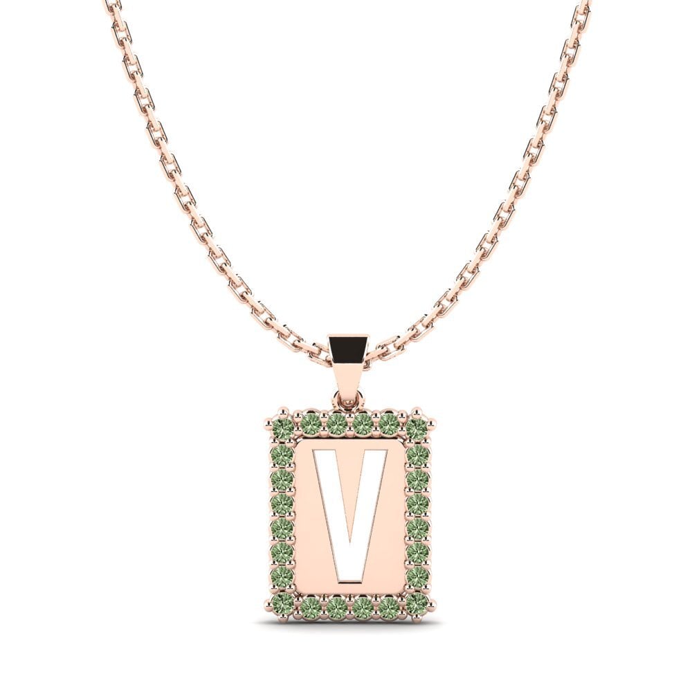 Rotgold 585 Grüner Diamant Damen anhänger Nubia V