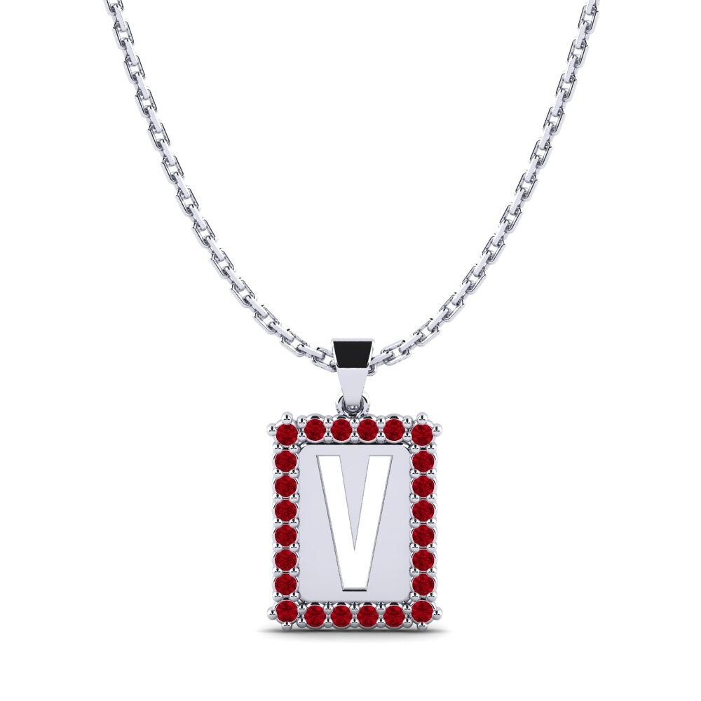 950 Palladium Roter Zirkonia Damen anhänger Nubia V