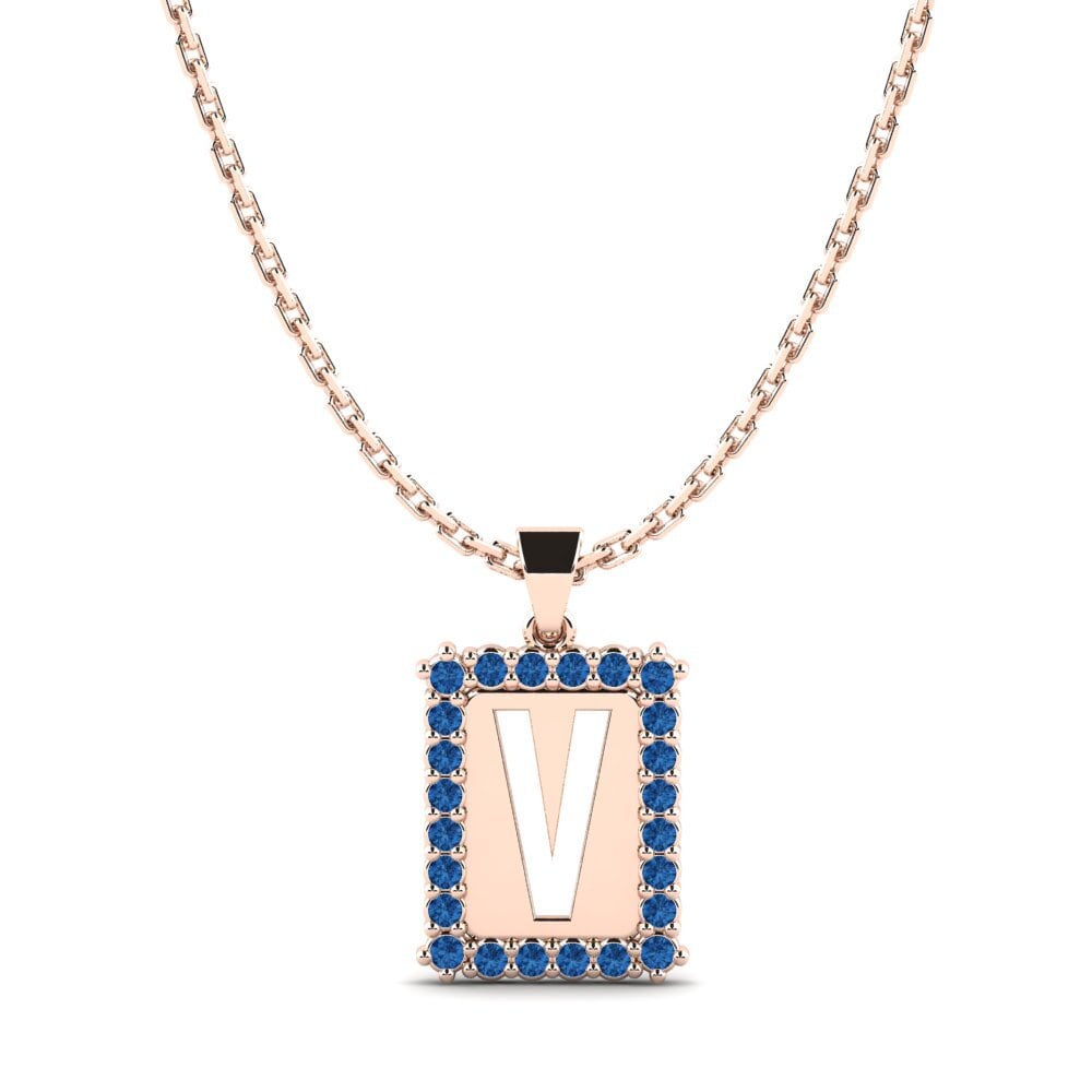 Rotgold 585 Dunkelblauer Zirkonia Damen anhänger Nubia V