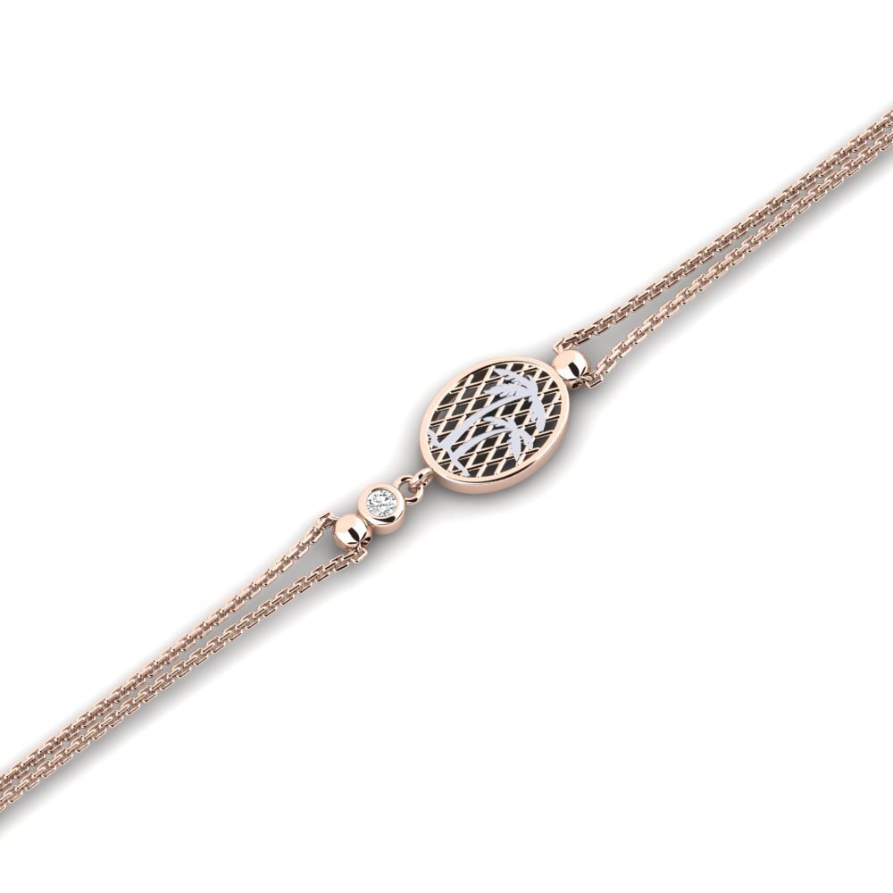 9ct Rose & White Gold White sapphire Women's Bracelet Nubian