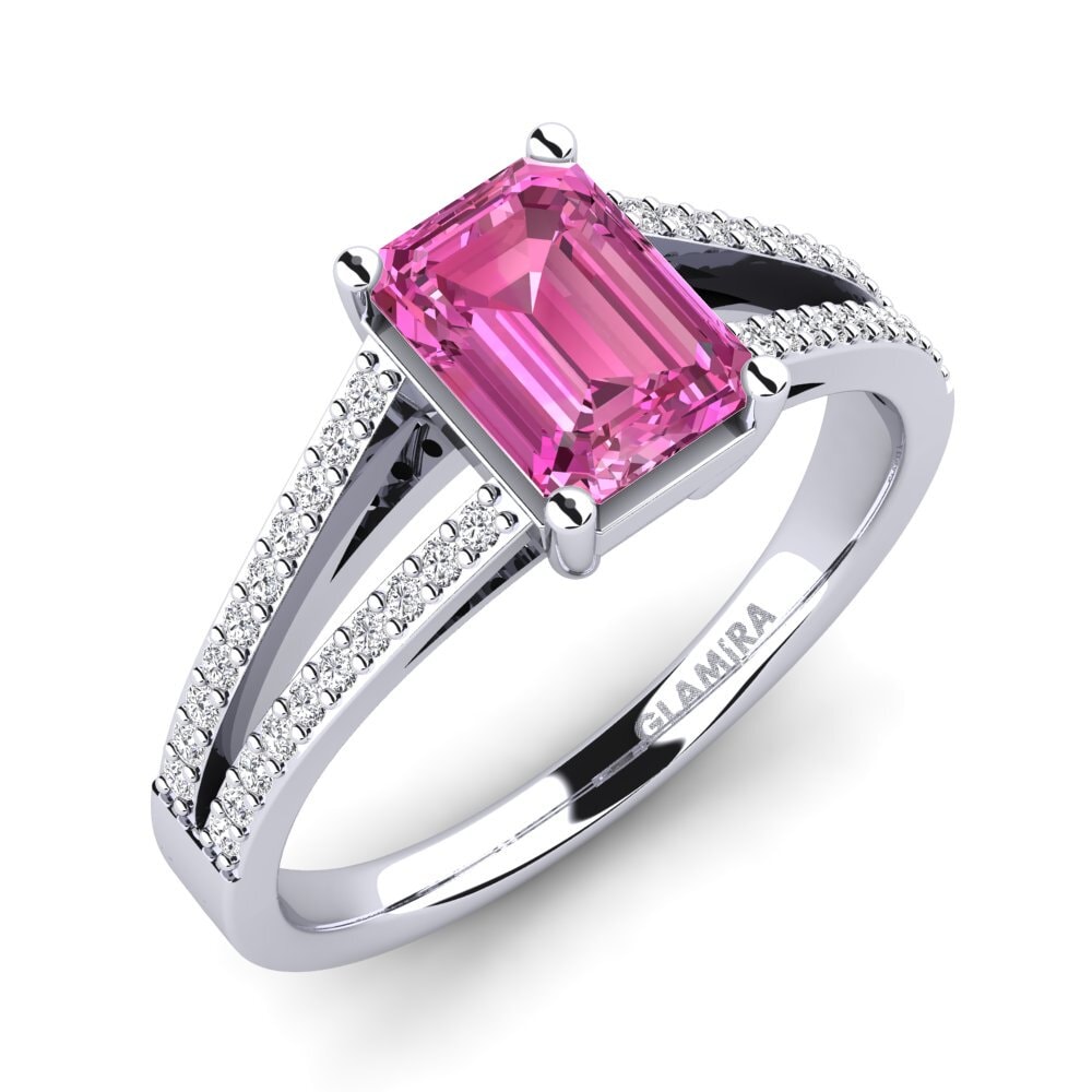 Emerald Cut Pink Topaz Engagement Ring Nubita