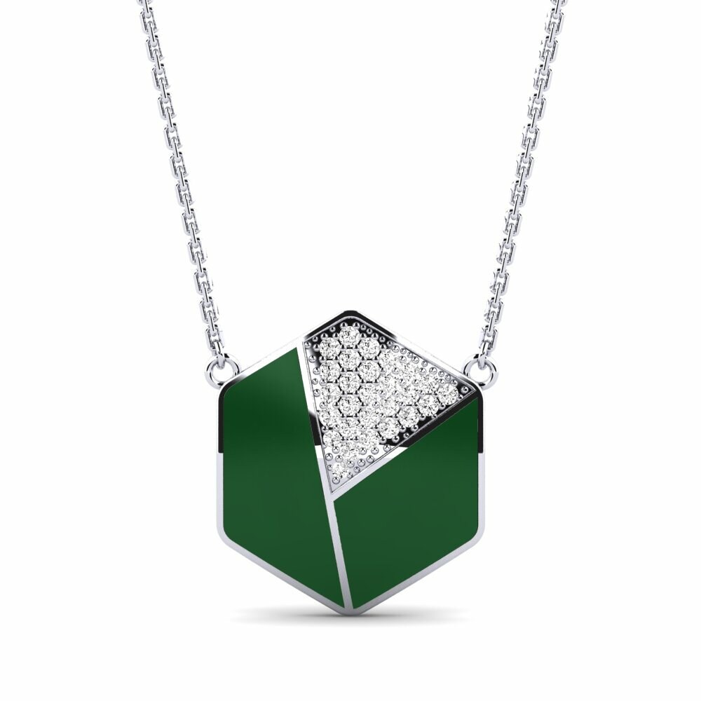Vàng Trắng 14K Tròn Đá Moissanite Dây chuyền nữ Numerale
