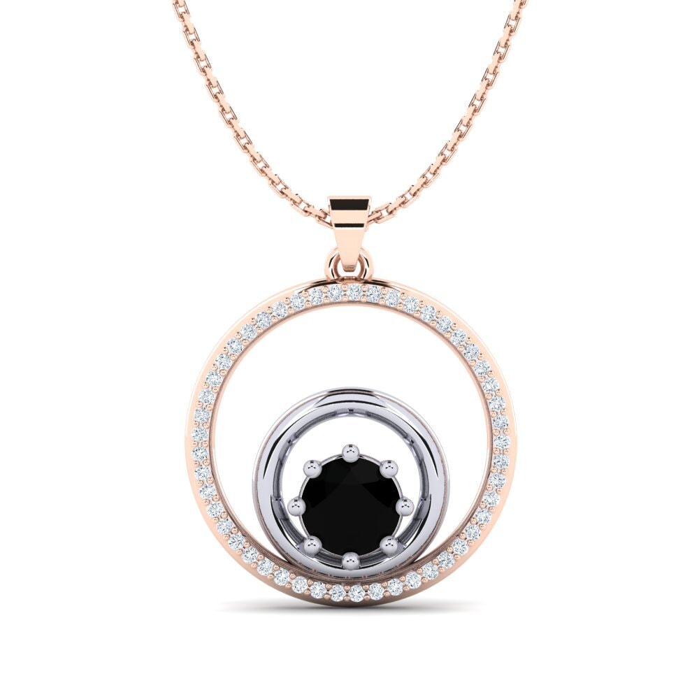 COLGANTES 9k Oro Rosa & Blanco Ónix Negro Moderno