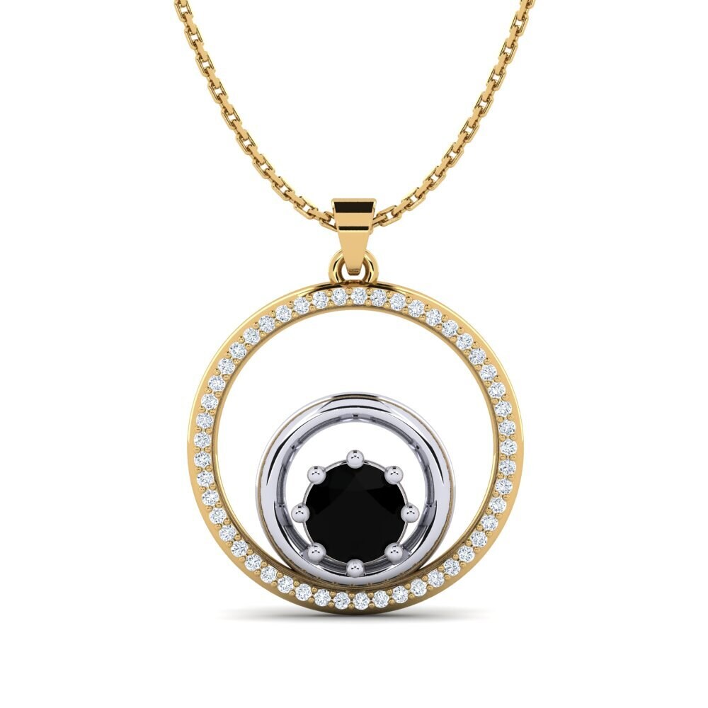 COLGANTES 14k Oro Amarillo & Blanco Ónix Negro Moderno