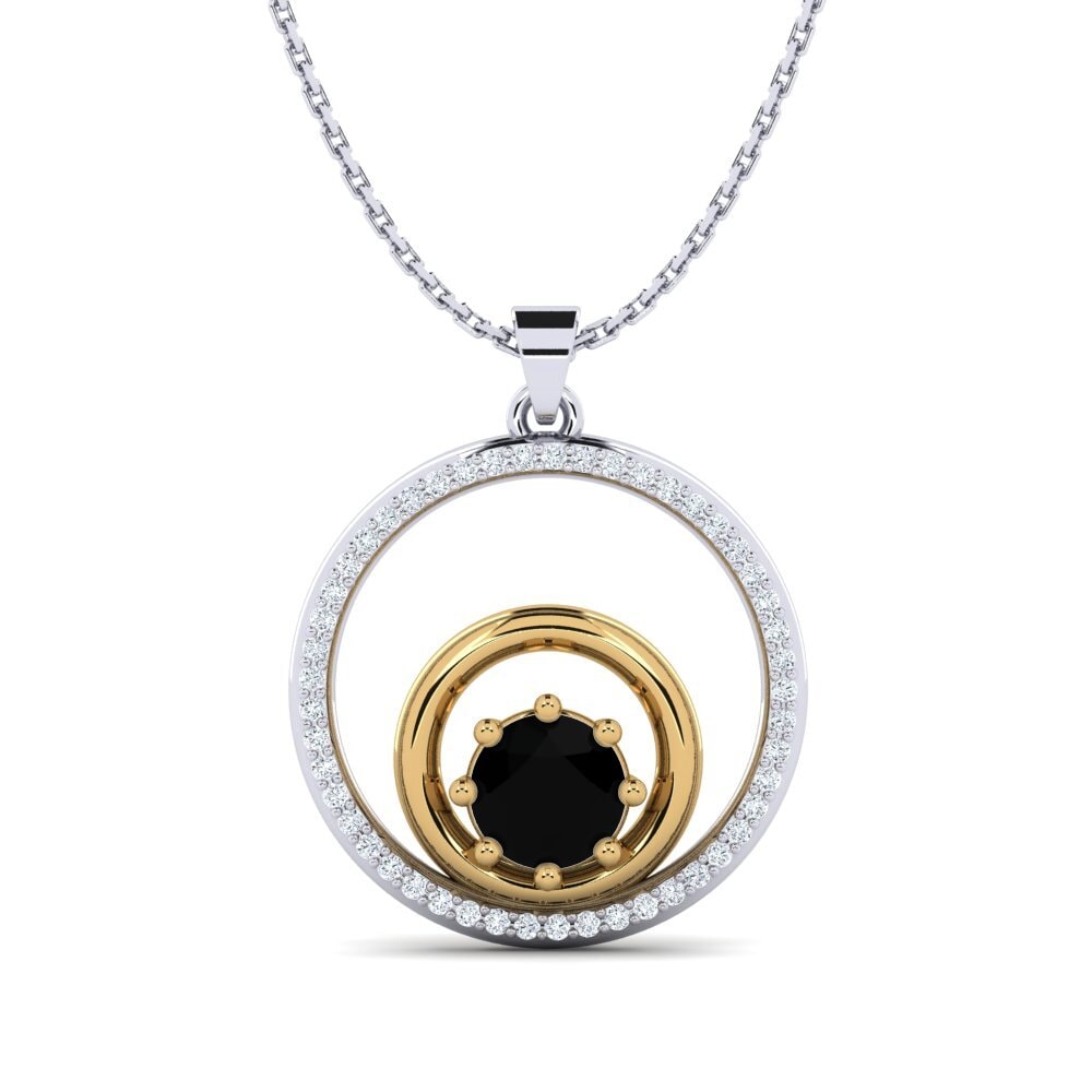 Fashion Black Sapphire 14ct White & Yellow Gold Necklaces