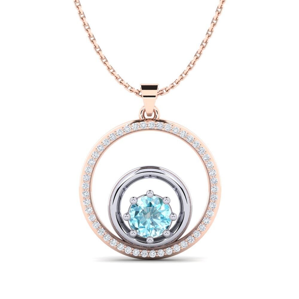 Fashion Blue Zircon 14ct Rose / White Gold Necklaces