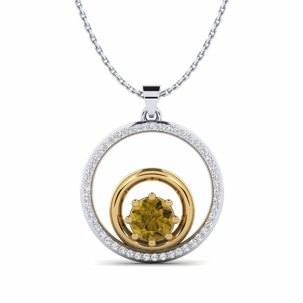Dây chuyền Vàng Trắng-Vàng 9K Đá Zircon Nâu Fashion