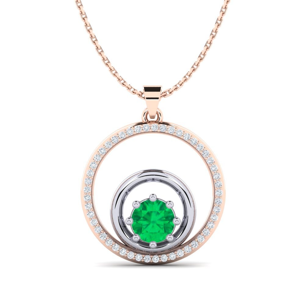 Fashion Emerald 14ct Rose & White Gold Necklaces