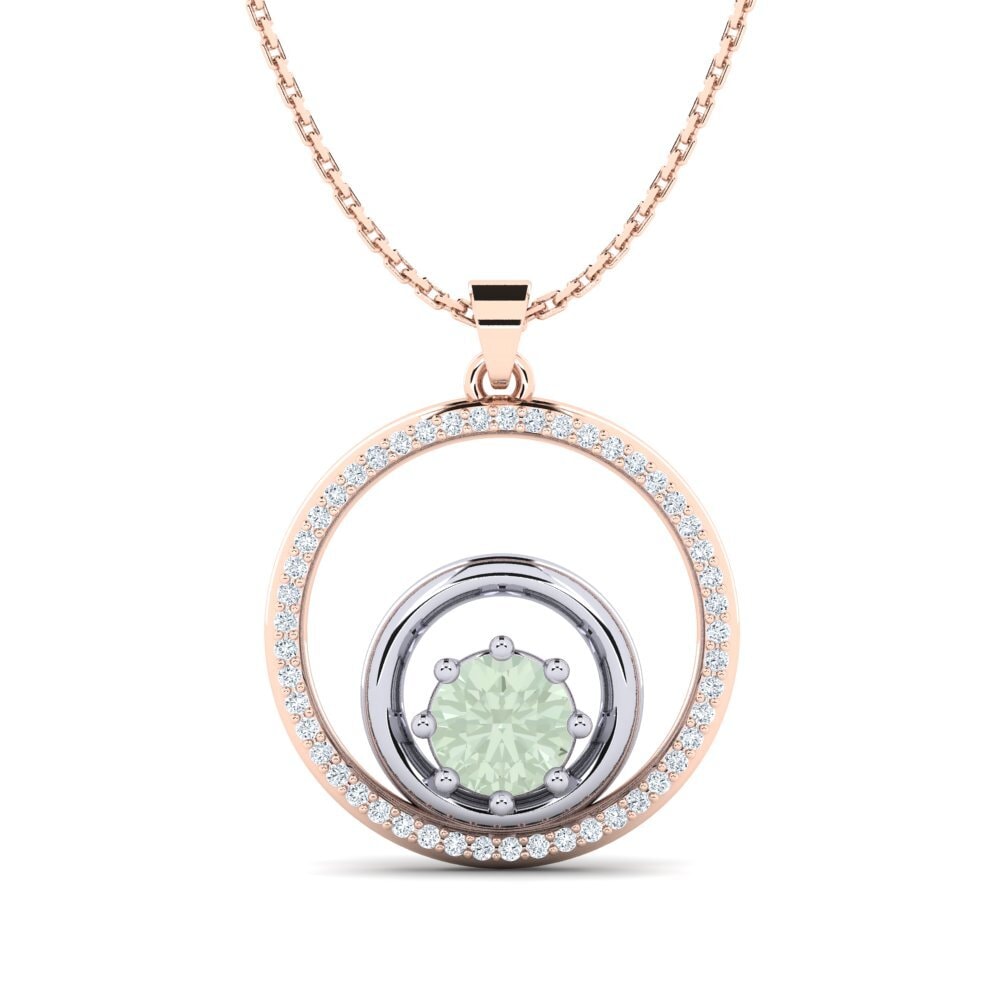 COLGANTES 9k Oro Rosa & Blanco Amatista verde Moderno