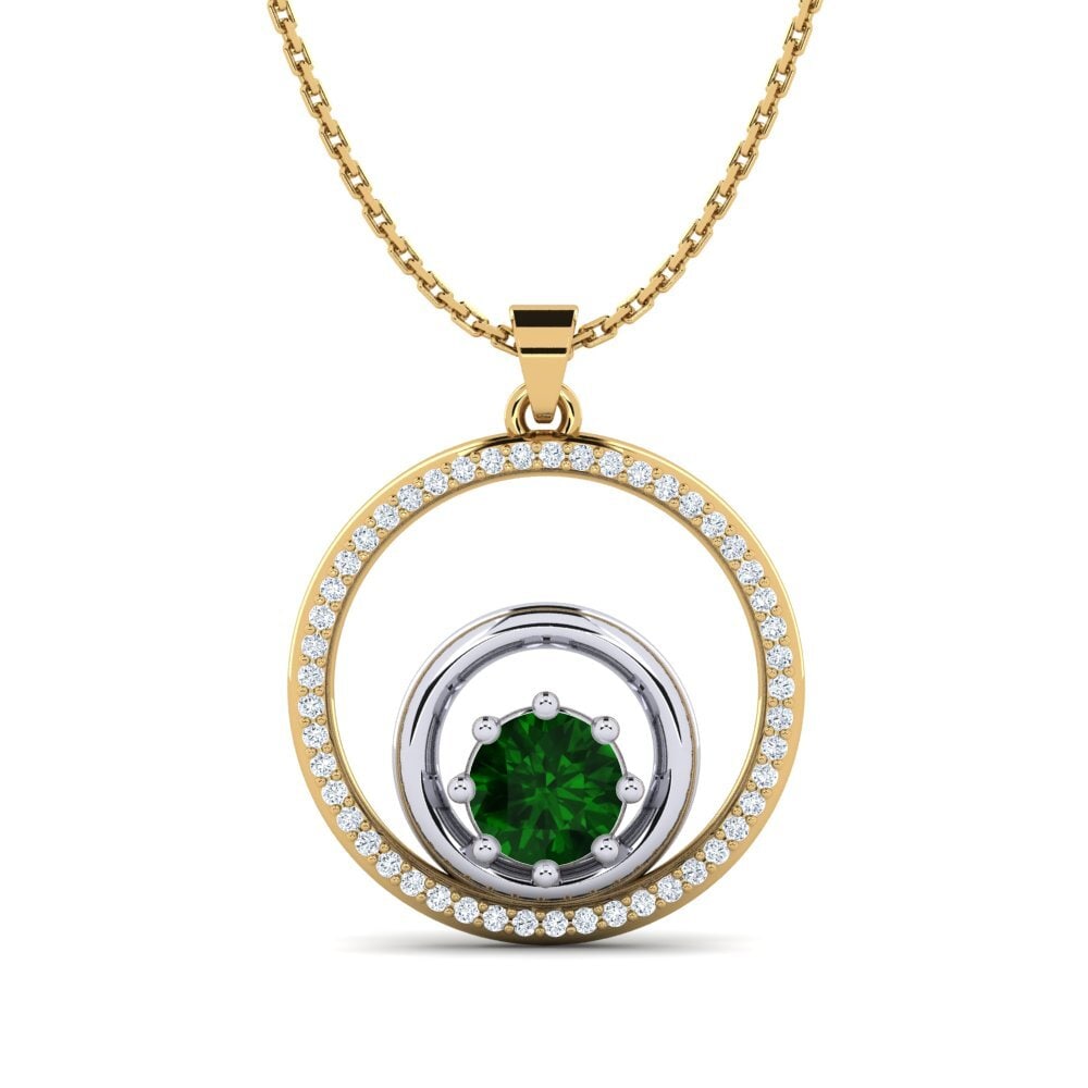 COLGANTES 14k Oro Amarillo & Blanco Turmalina verde Moderno