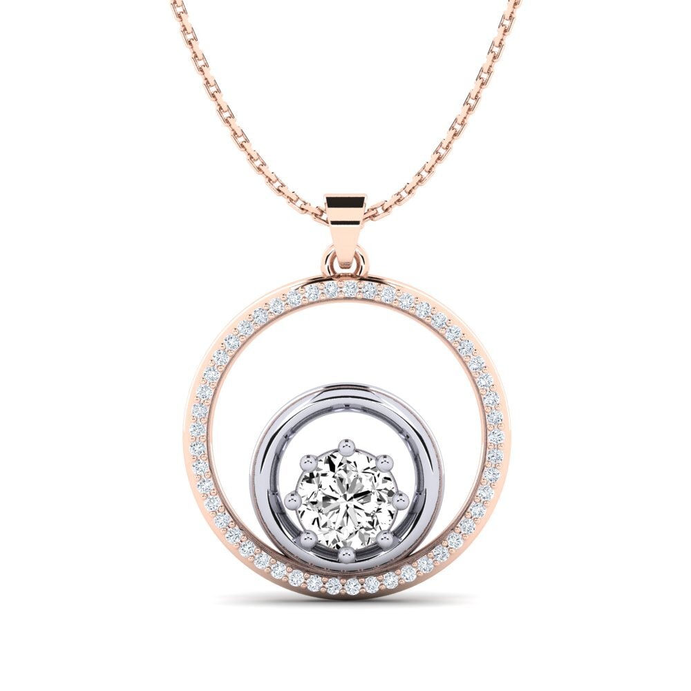 COLGANTES 14k Oro Rosa & Blanco Moissanita Moderno