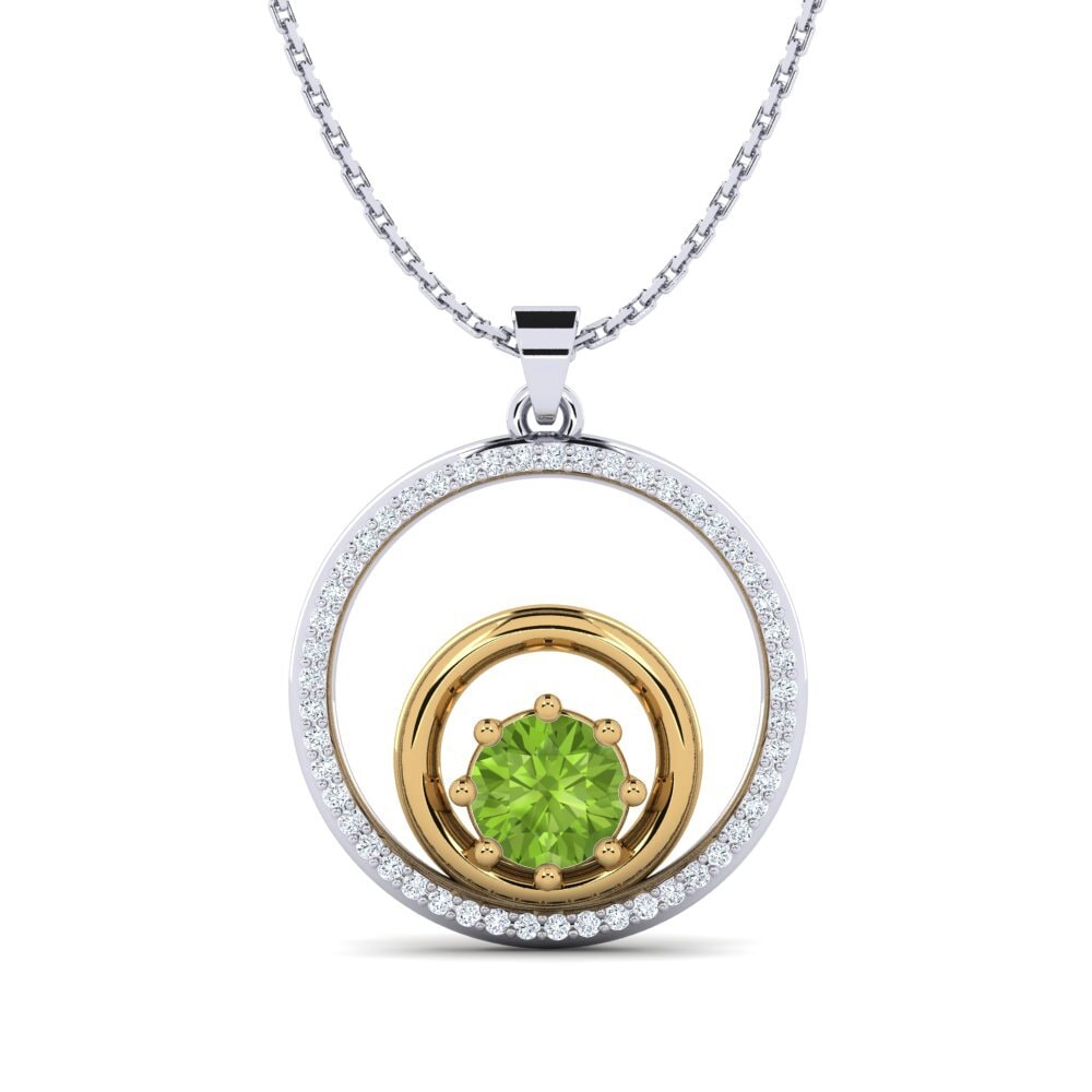 COLGANTES 14k Oro Blanco & Amarillo Peridoto Moderno