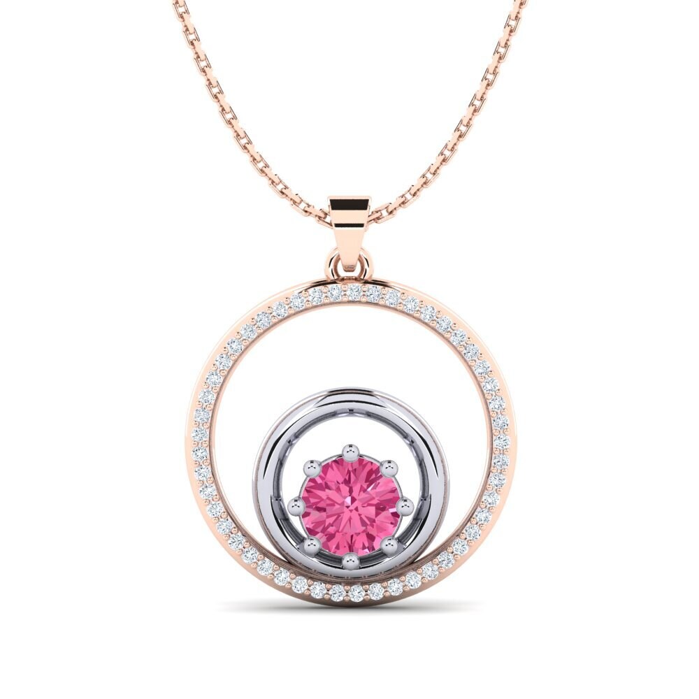 COLGANTES 9k Oro Rosa & Blanco Turmalina rosa Moderno