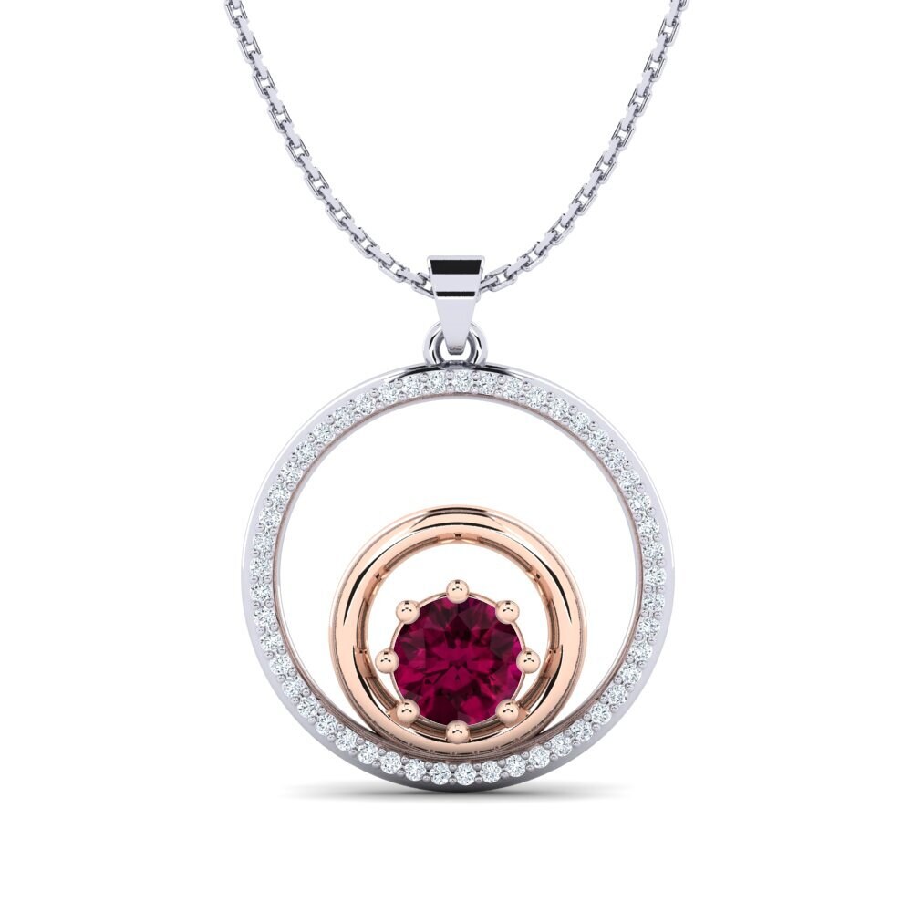 COLGANTES 18k Oro Blanco & Rosa Granate Rhodolite Moderno