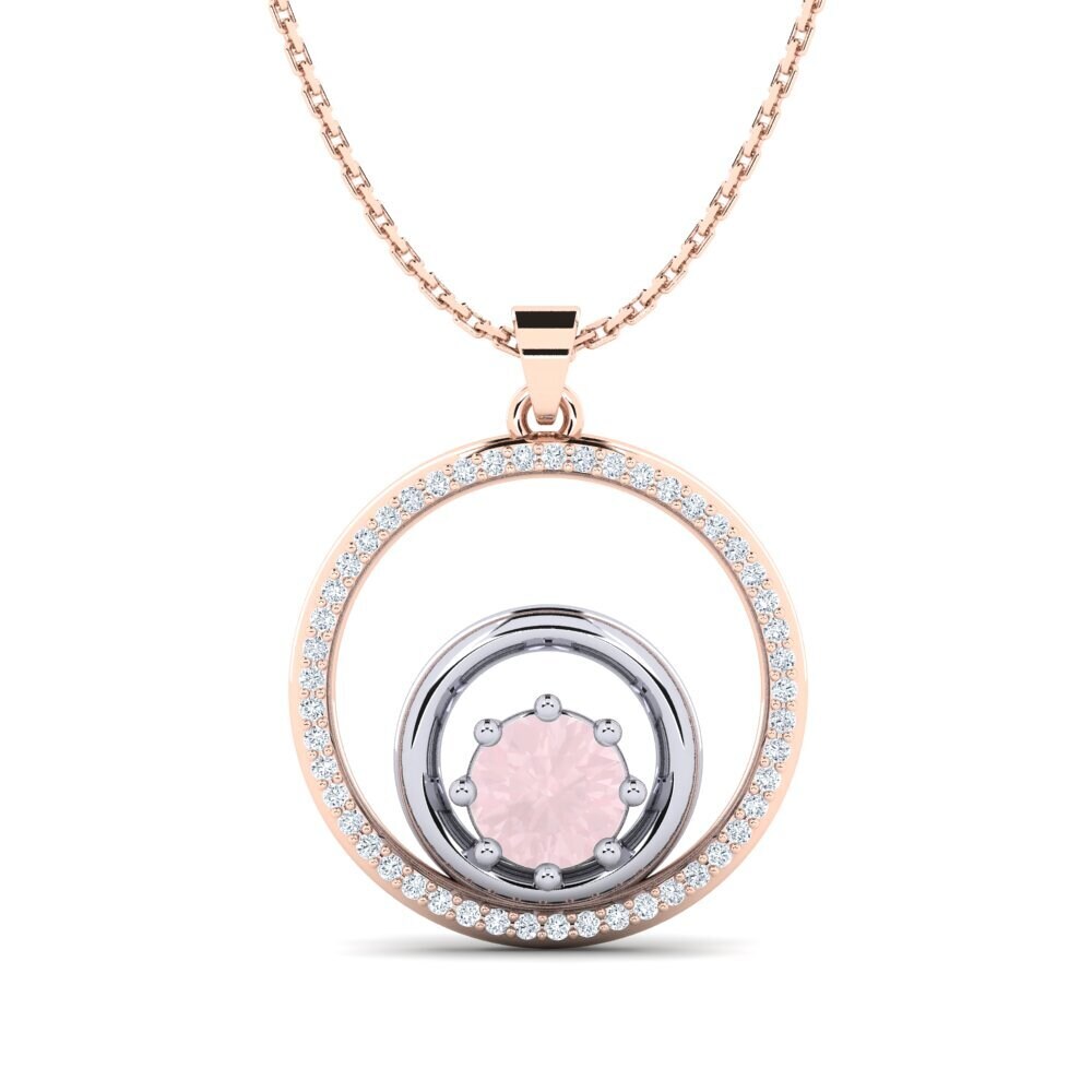COLGANTES 14k Oro Rosa & Blanco Cuarzo rosa Moderno
