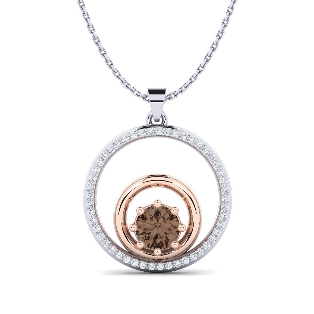 Fashion Smoky Quartz 14k White & Rose Gold Necklaces