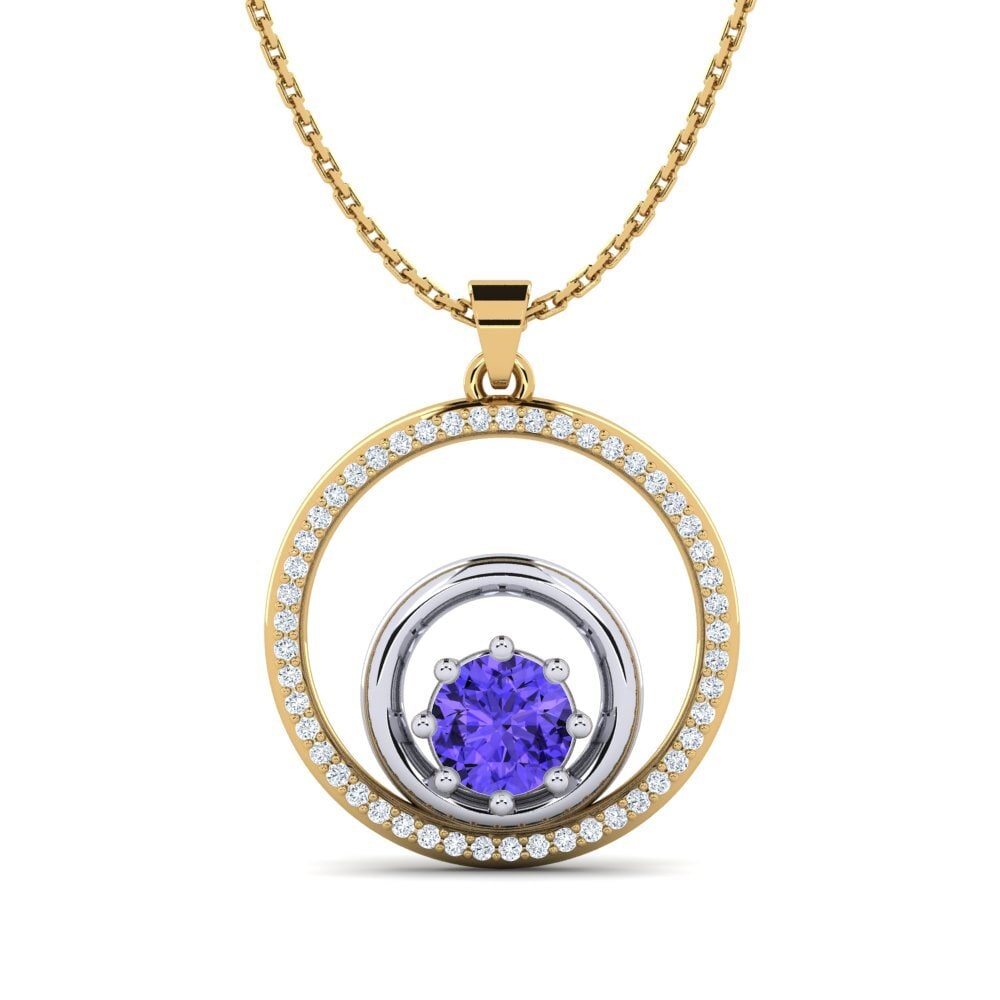 Fashion Tanzanite 14K Yellow & White Gold Necklaces