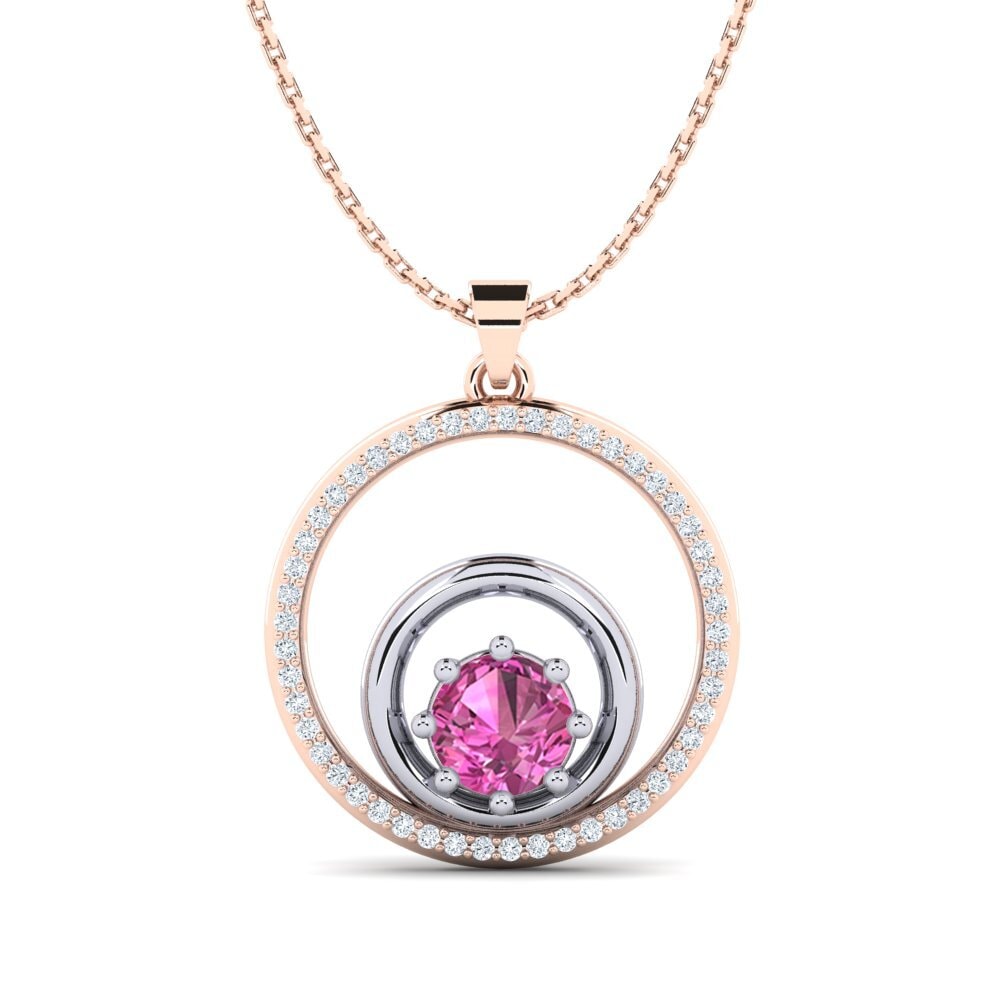 COLGANTES 14k Oro Rosa & Blanco Topacio Rosa Moderno