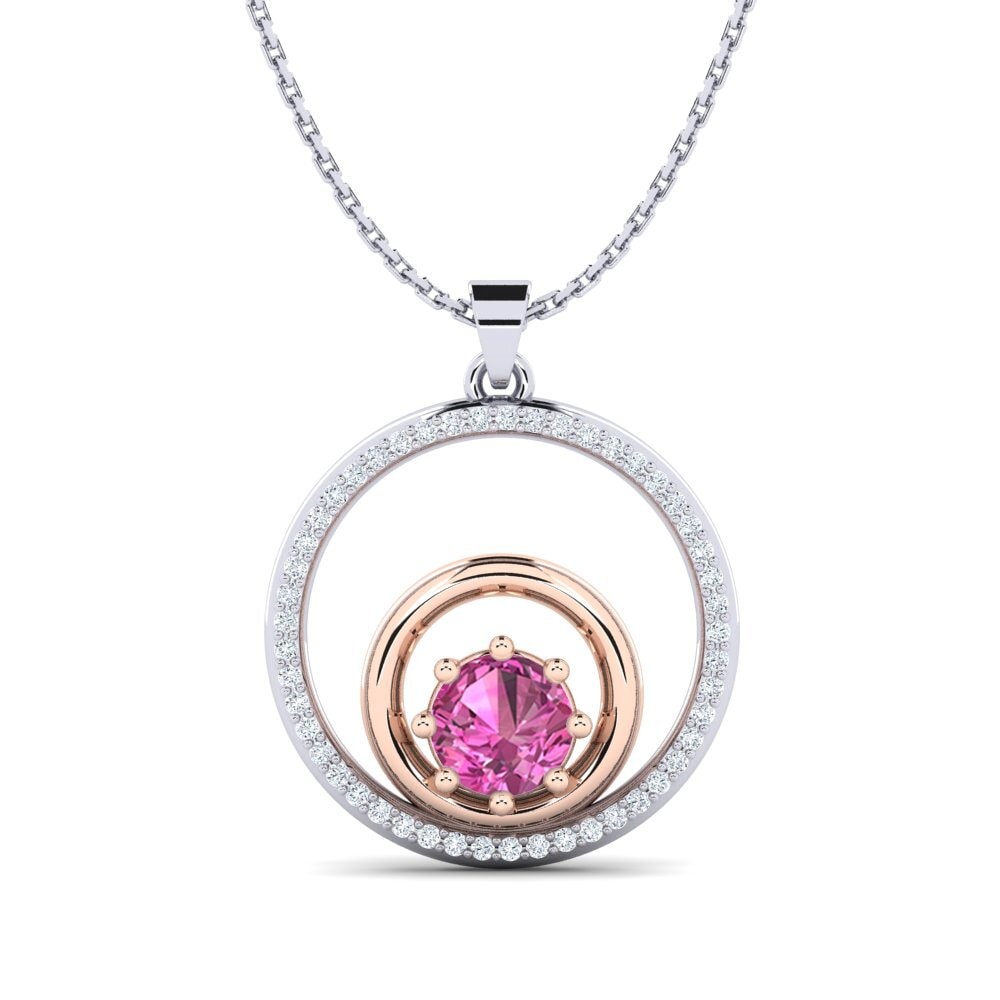 COLGANTES 9k Oro Blanco & Rosa Topacio Rosa Moderno