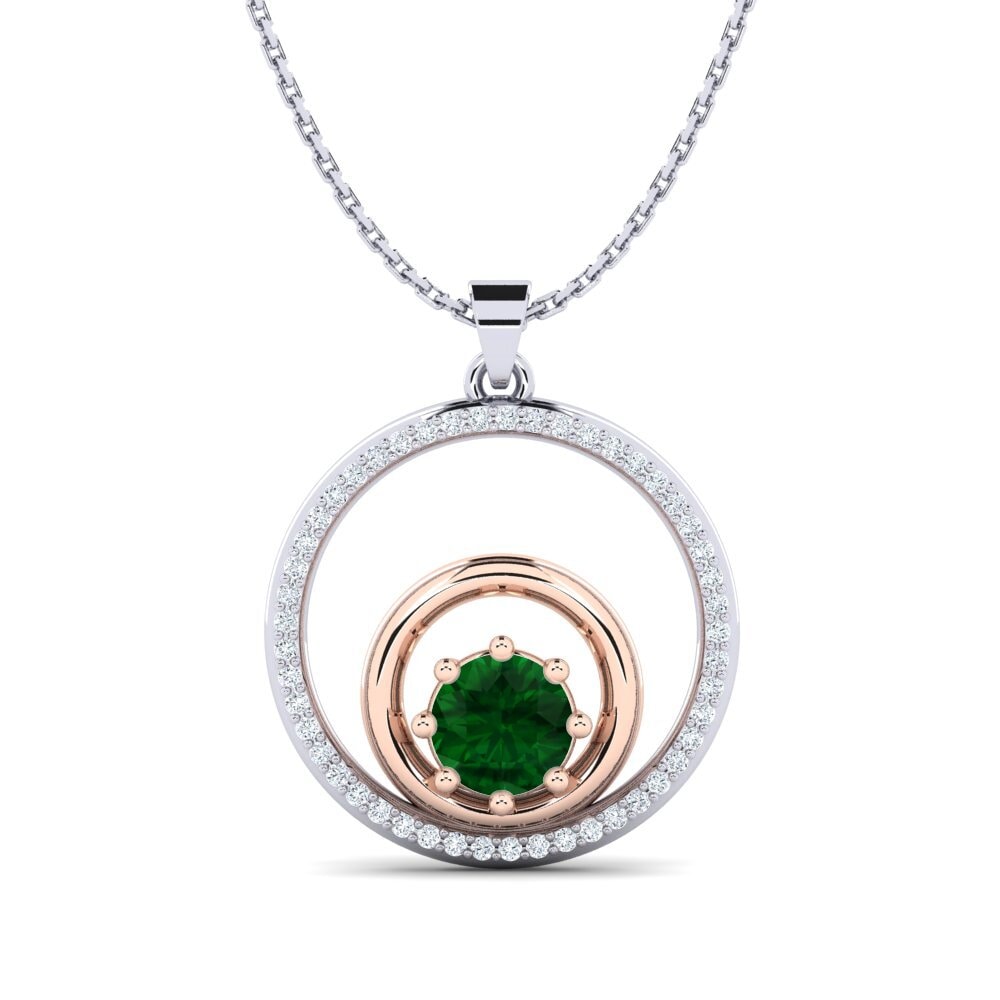 COLGANTES 14k Oro Blanco & Rosa Tsavorita Moderno