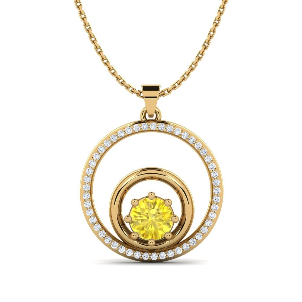 14k Yellow Gold Yellow Sapphire Women's Pendant Nurdamia