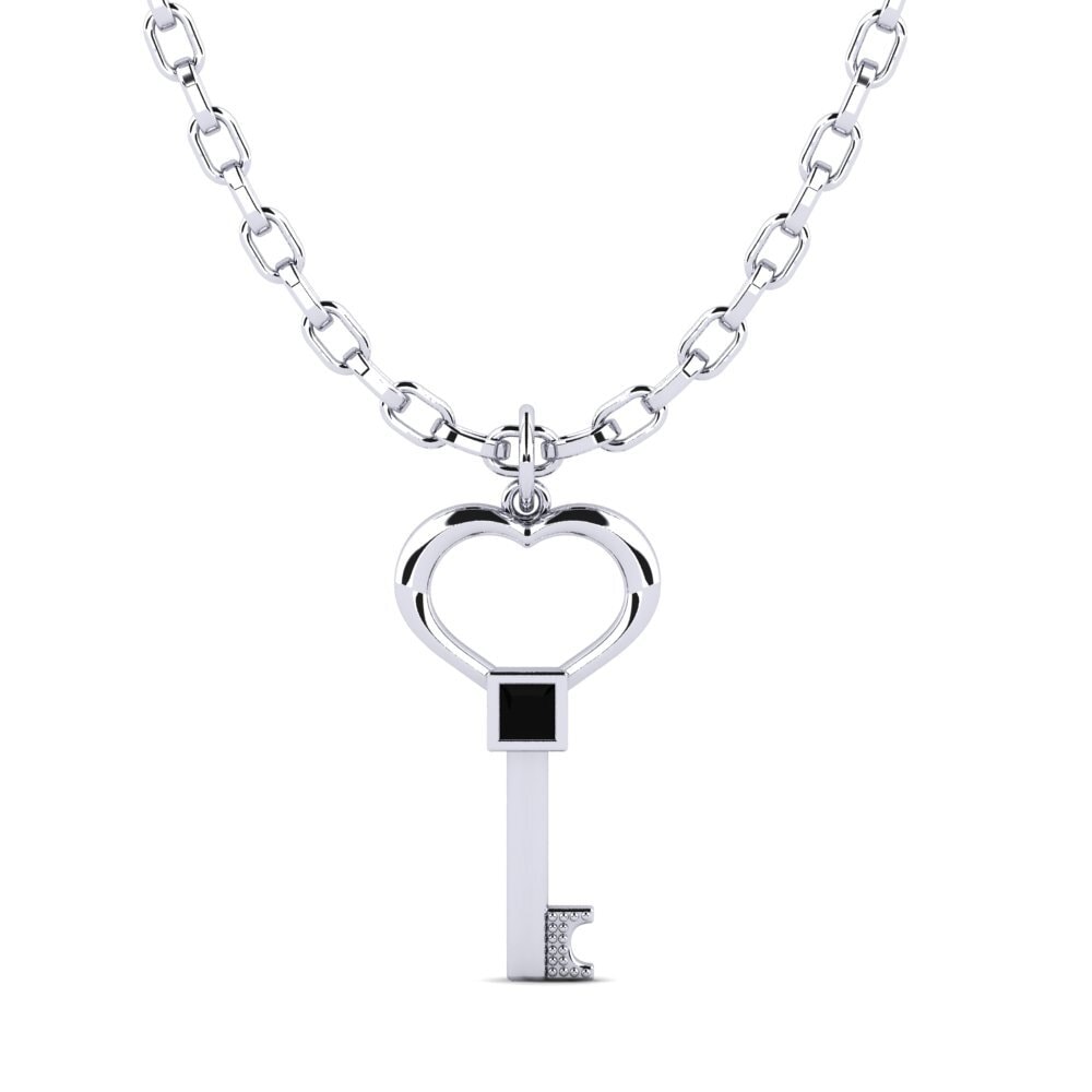 Or Blanc 585 Diamant Noir Pendentif pour homme Nurds Men