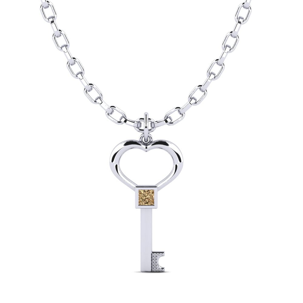 Or Blanc 585 Diamant Brun Pendentif pour homme Nurds Men