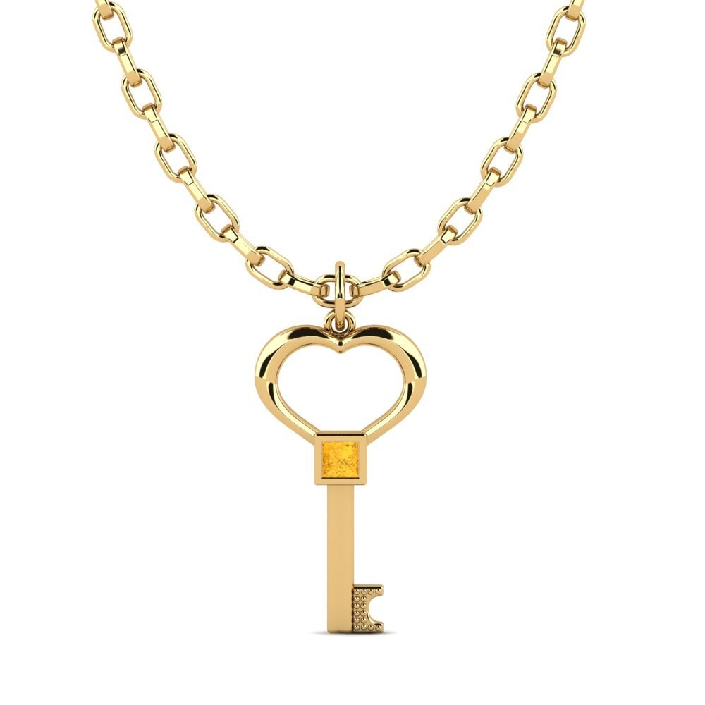 Or Jaune 585 Citrine Pendentif pour homme Nurds Men