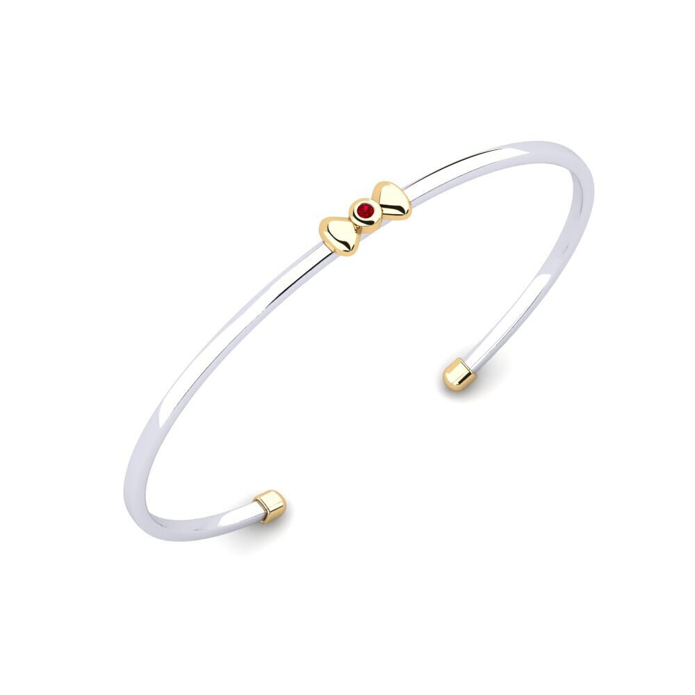 9ct White & Yellow Gold Red Zirconia Women's Bracelet Nutwood