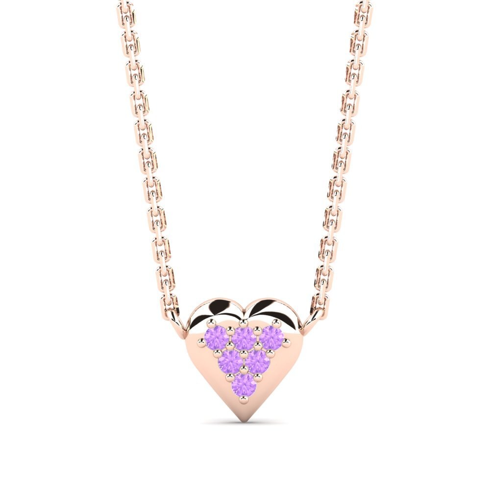 14k Oro Rosa Amatista Collar para Niño Nyenyezi