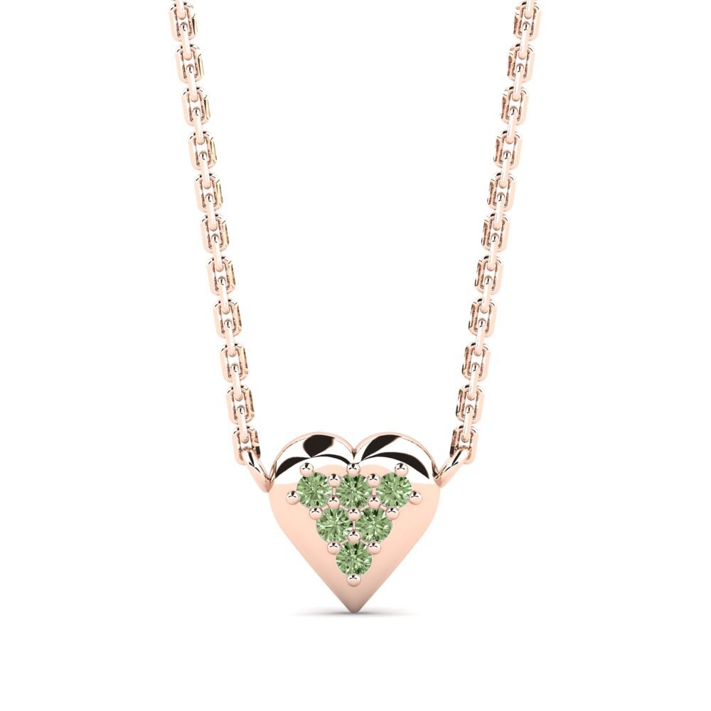 14k Oro Rosa Diamante Verde Collar para Niño Nyenyezi