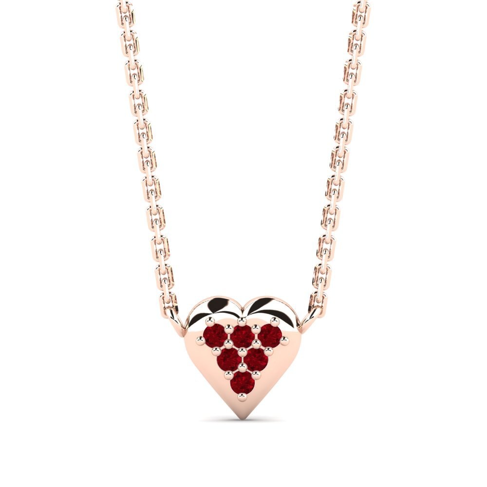 14k Oro Rosa Circonita Roja Collar para Niño Nyenyezi