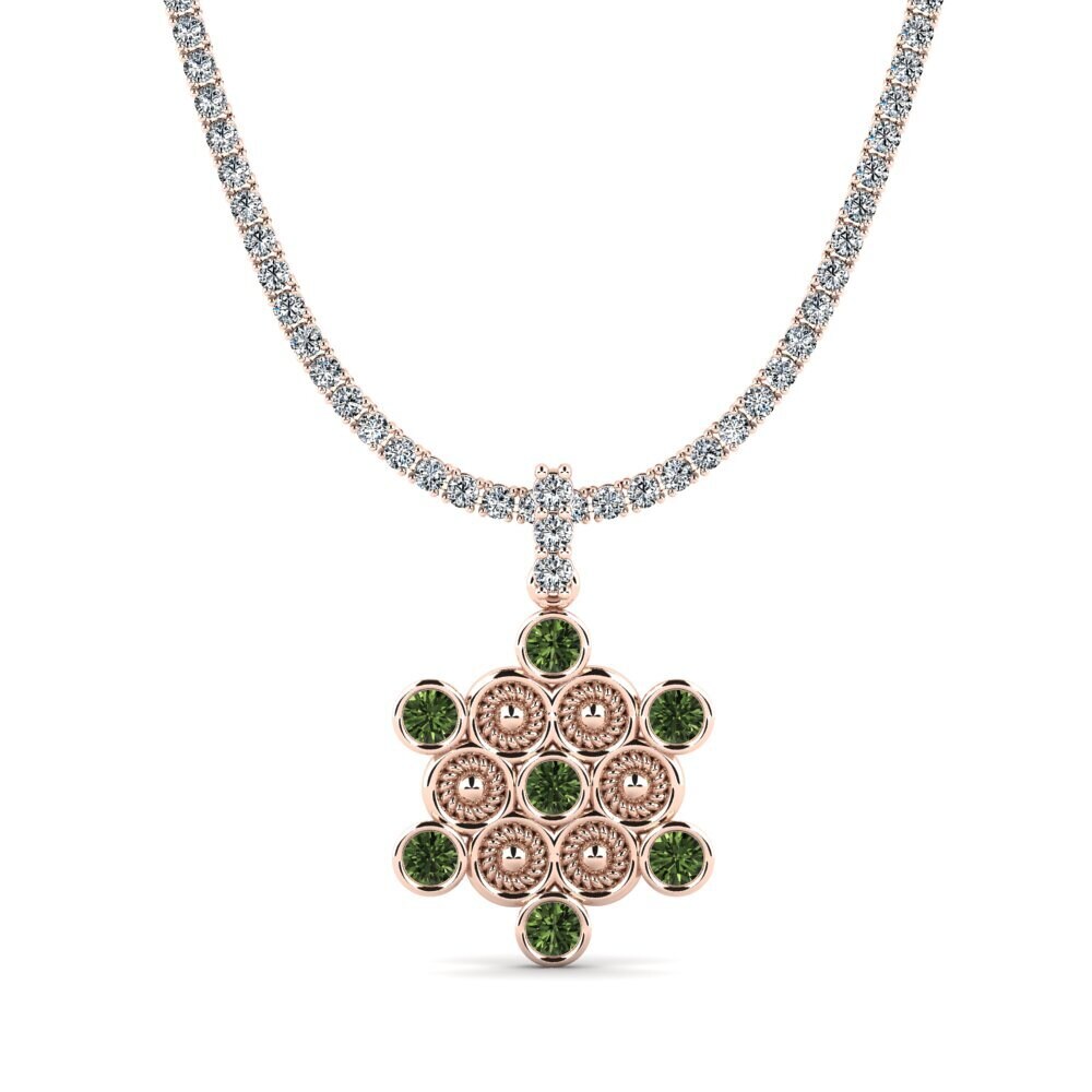14k Oro Rosa Zafiro Verde Tennis Oarder