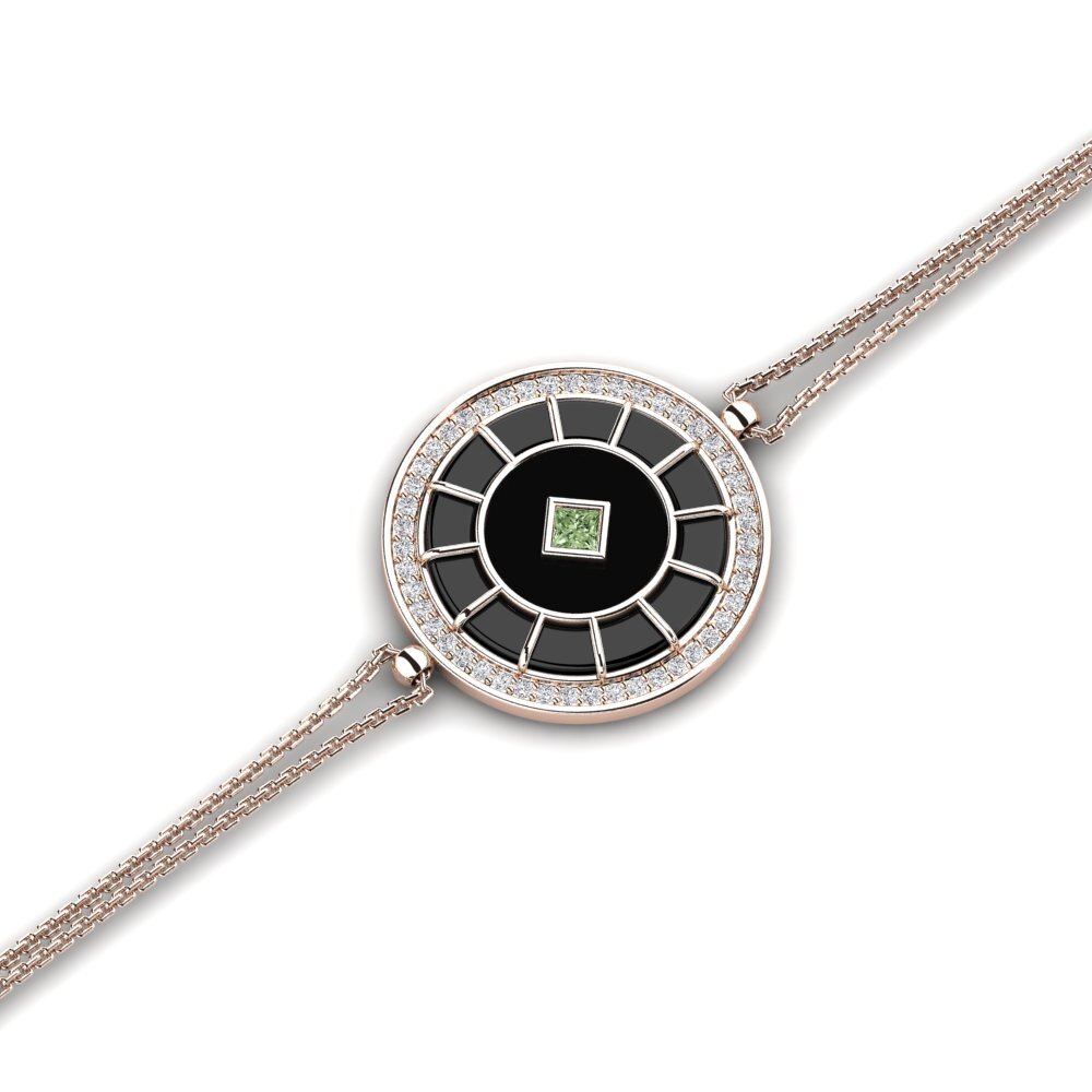 14k Oro Rosa Diamante Verde Pulsera de Mujer Oberg