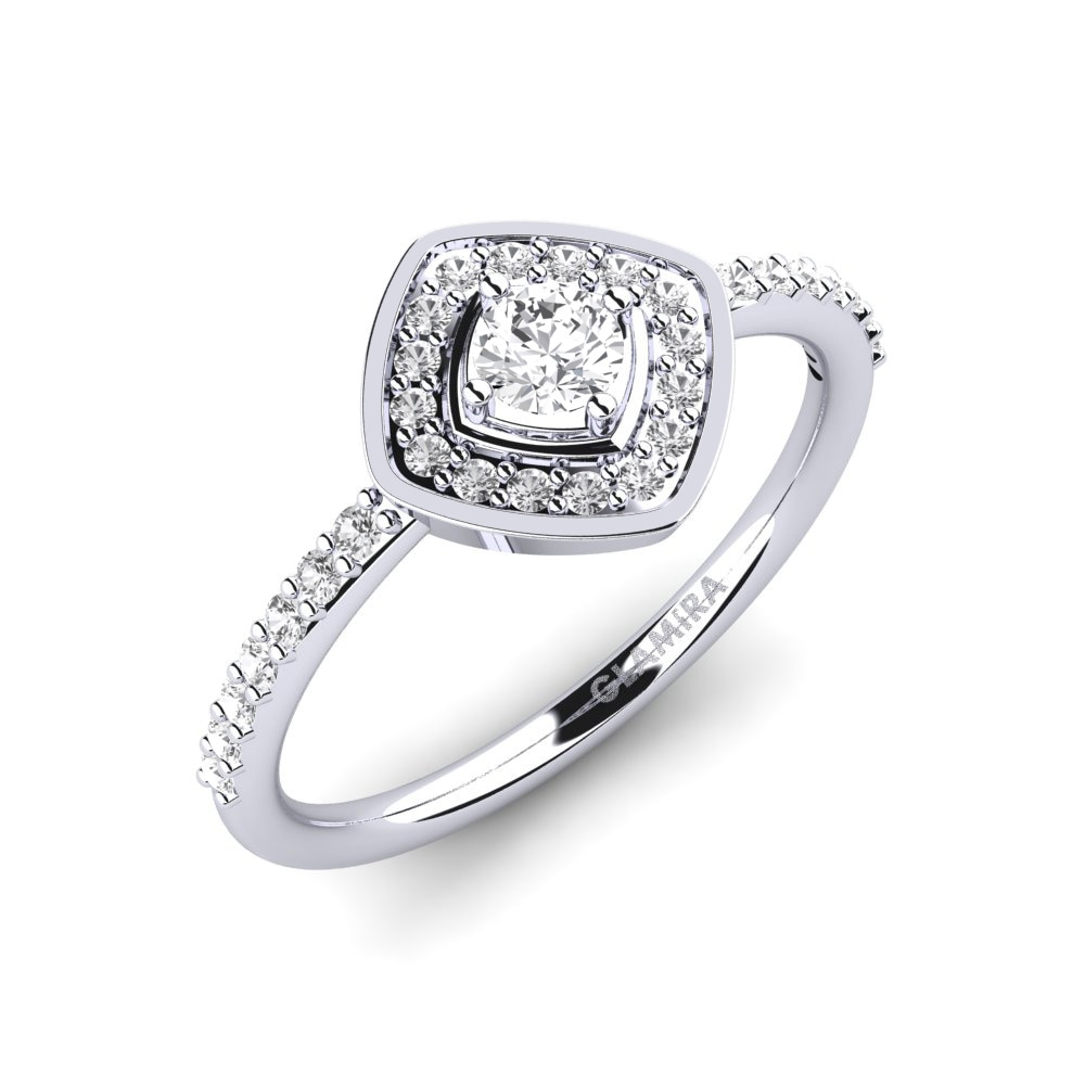 Halo Engagement Rings GLAMIRA Oblique 585 White Gold White Sapphire