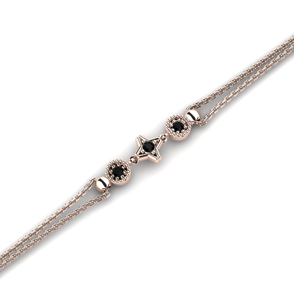 9ct Rose Gold Black Sapphire Women's Bracelet Obstans