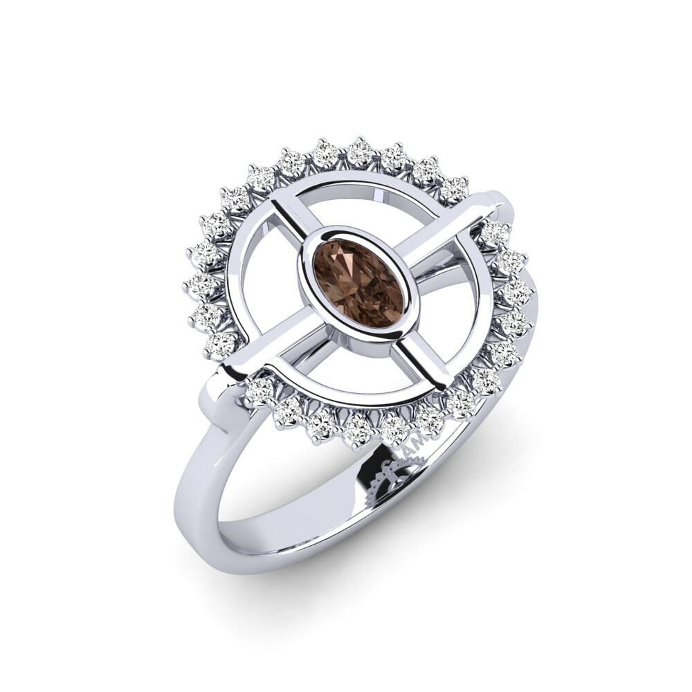 Bague En Argent 925 Avec Perle Naturelle Et Pierre Fumée Synthétique - Pour Femme