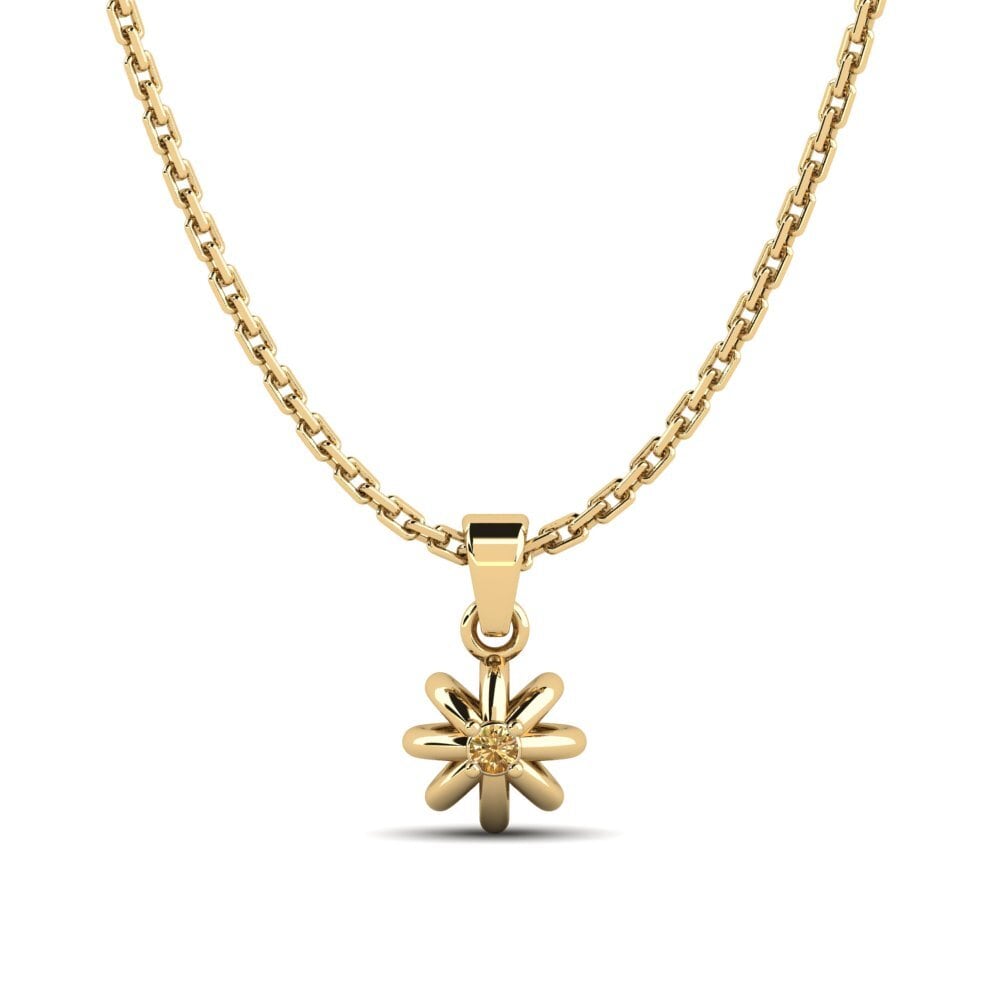 14k Oro Amarillo Diamante café Colgante de Mujer Octogo