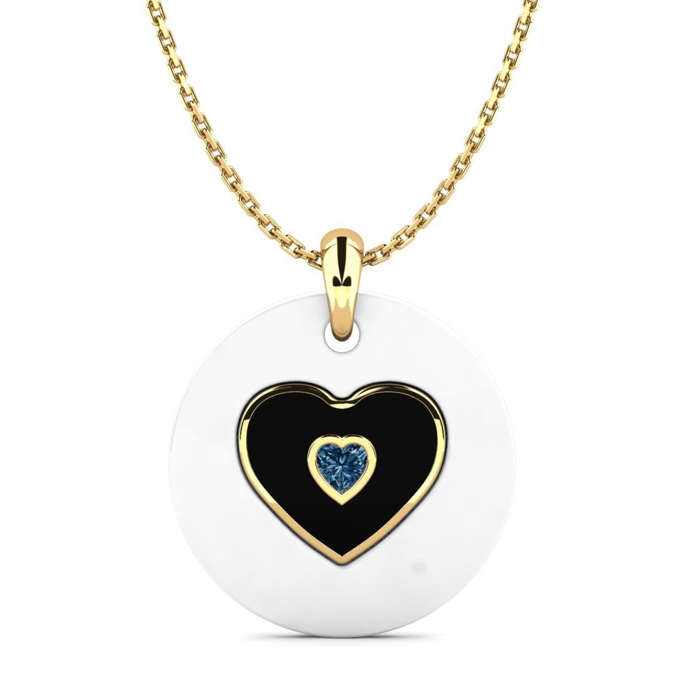 9ct Yellow Gold Blue Diamond Women's Pendant Odegaard