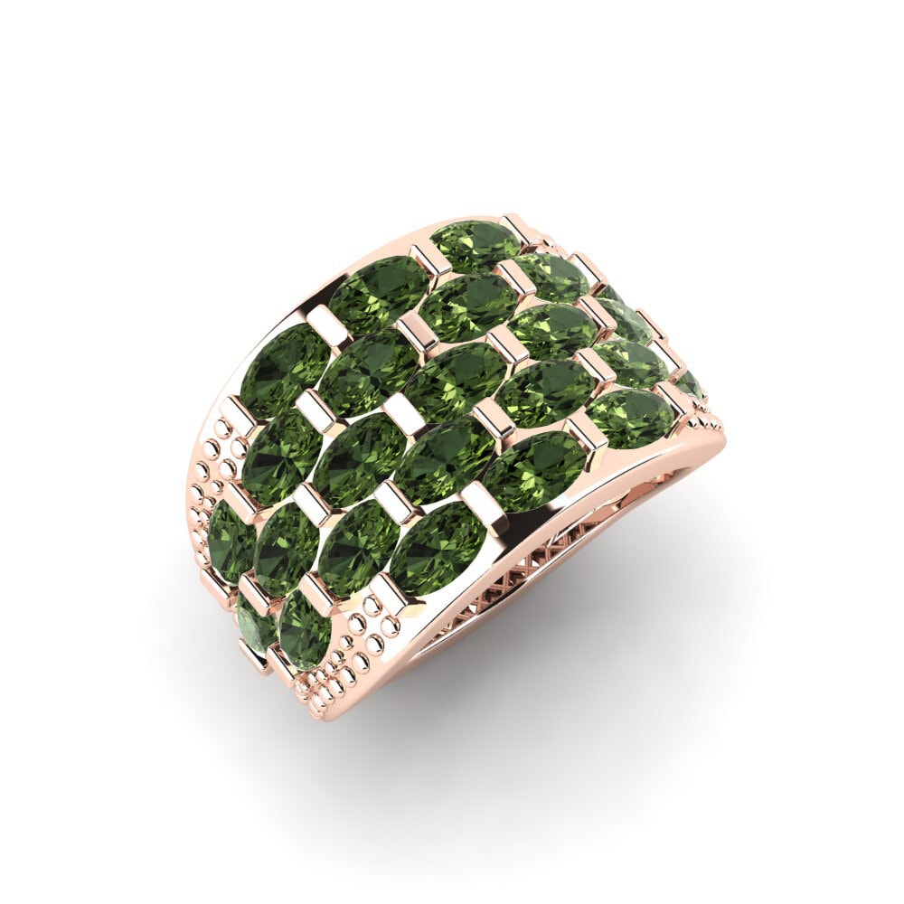 Or rose 14k Saphir vert Bague Odilo
