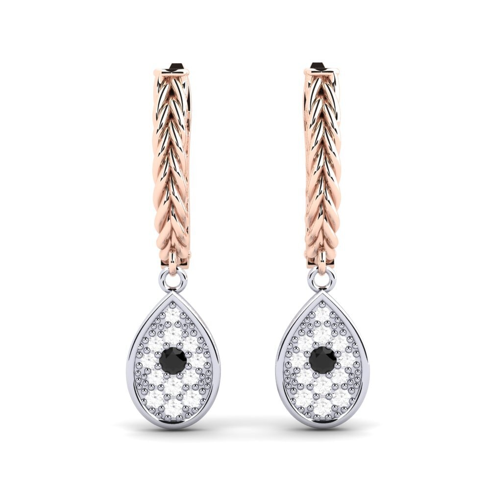 9ct Rose & White Gold Black Onyx Women's Earring Odor