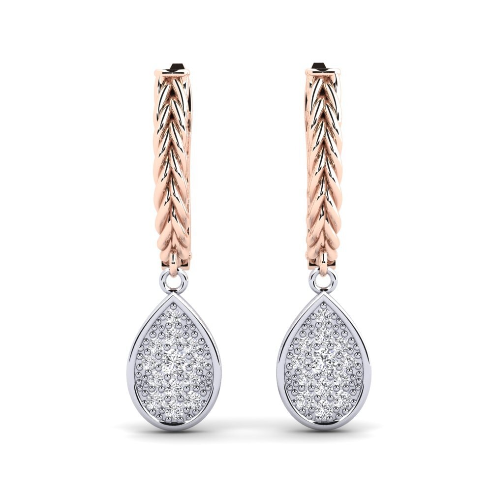 9ct Rose & White Gold Diamond Women's Earring Odor