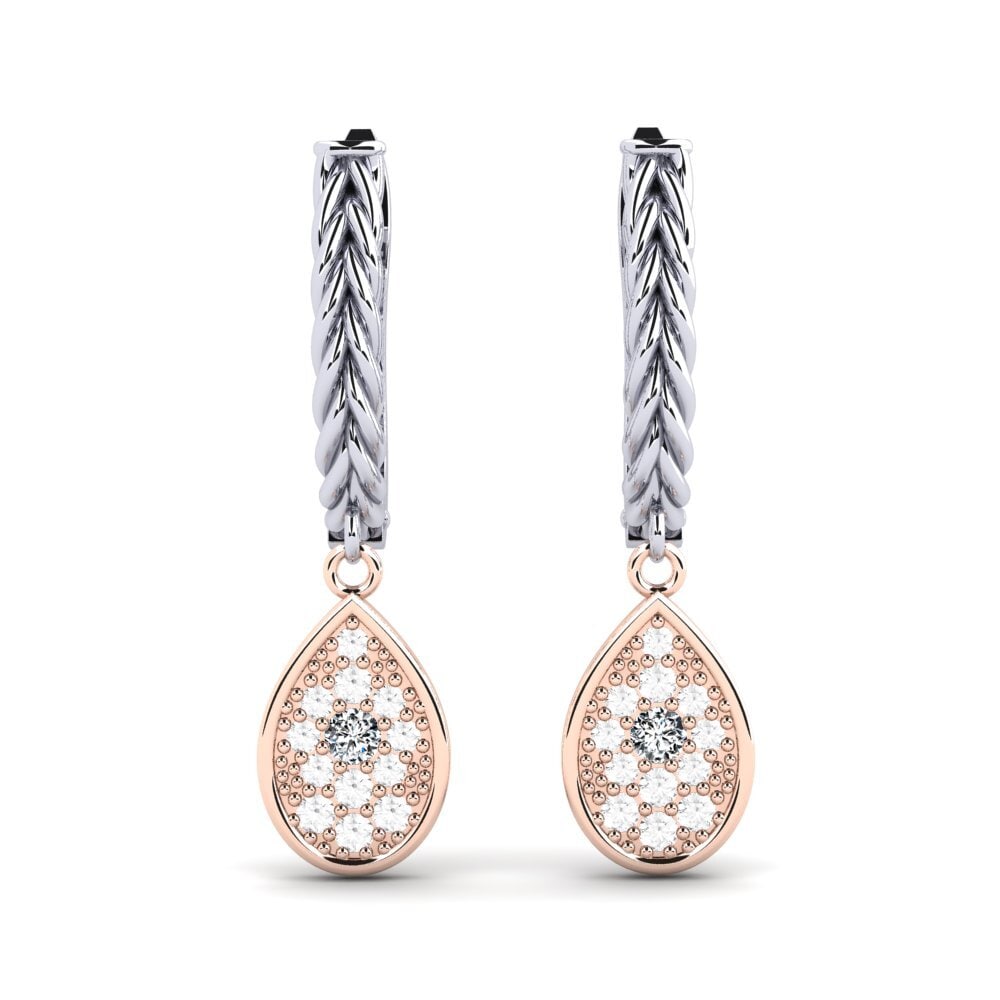 9ct White & Rose Gold Zirconia Women's Earring Odor