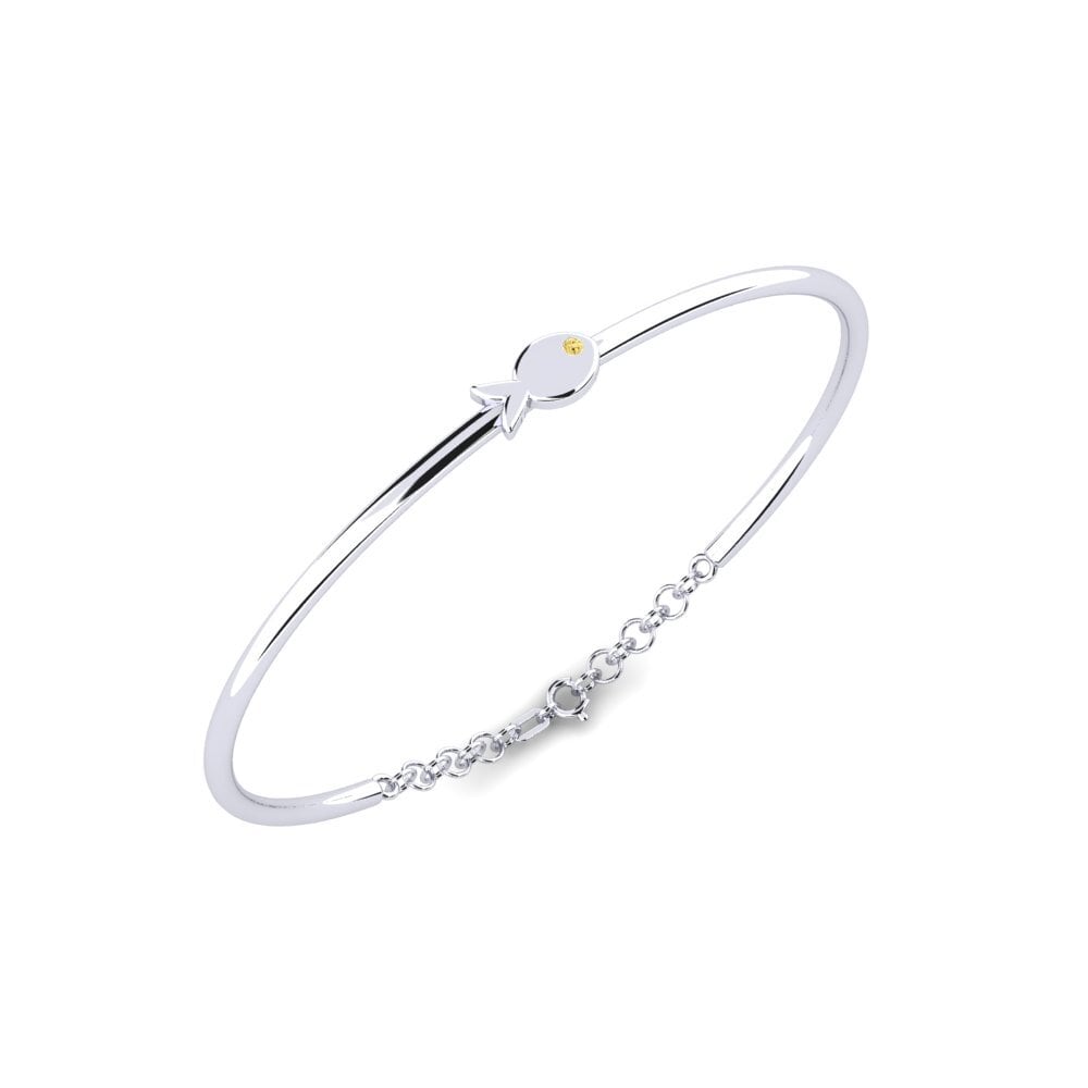 18K White Gold Yellow Diamond Kids Bracelet Odsjaj