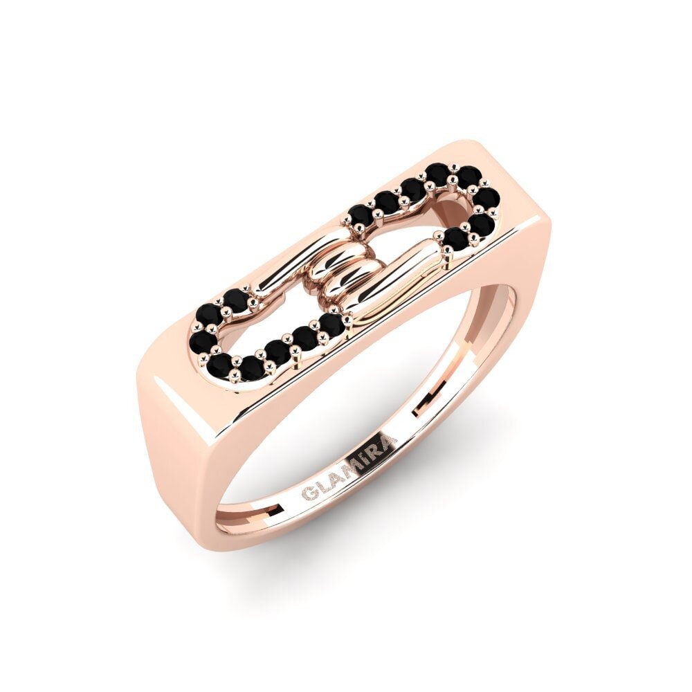 14k Oro Rosa Ónix Negro Anillo Offing