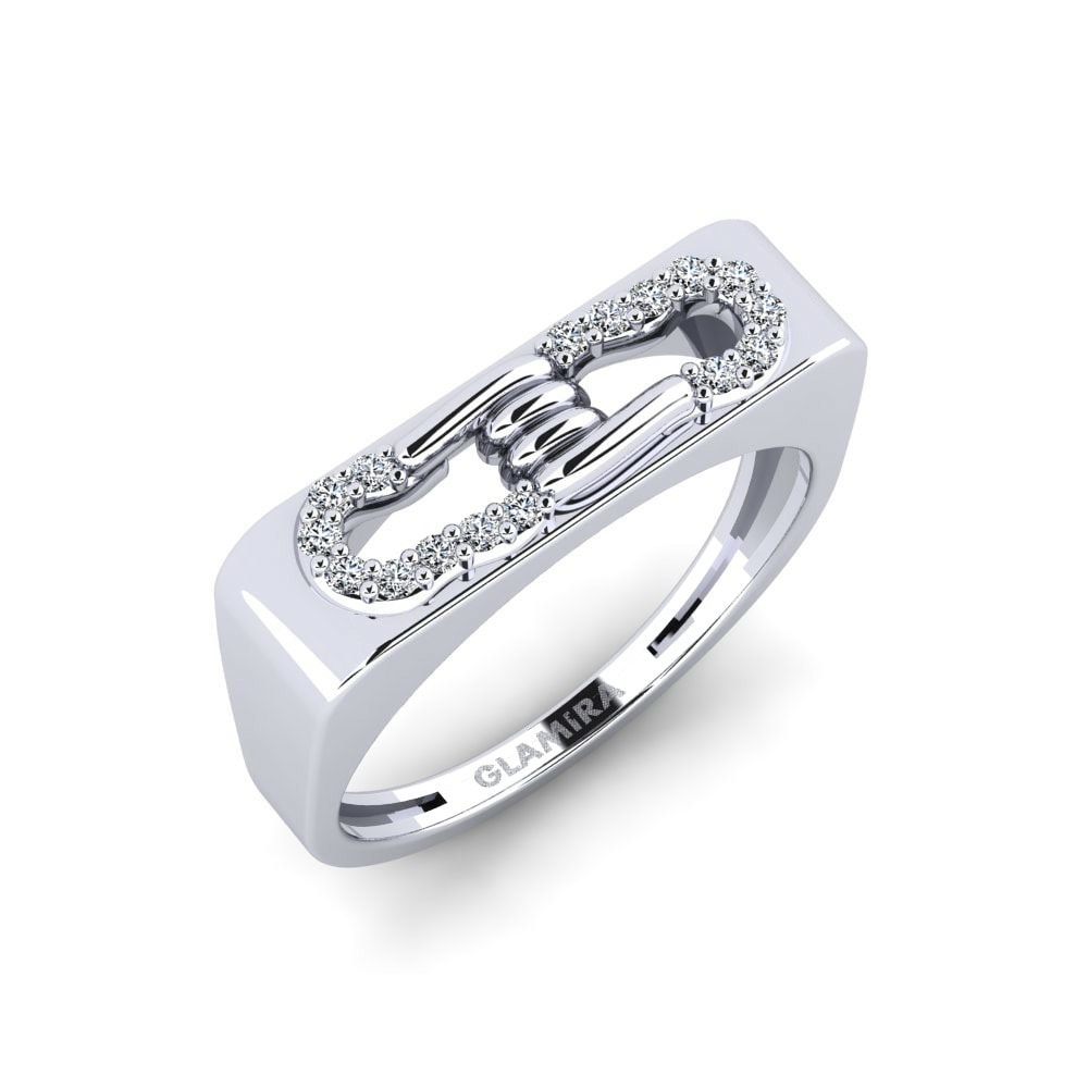 14k Oro Blanco Circonita Anillo Offing