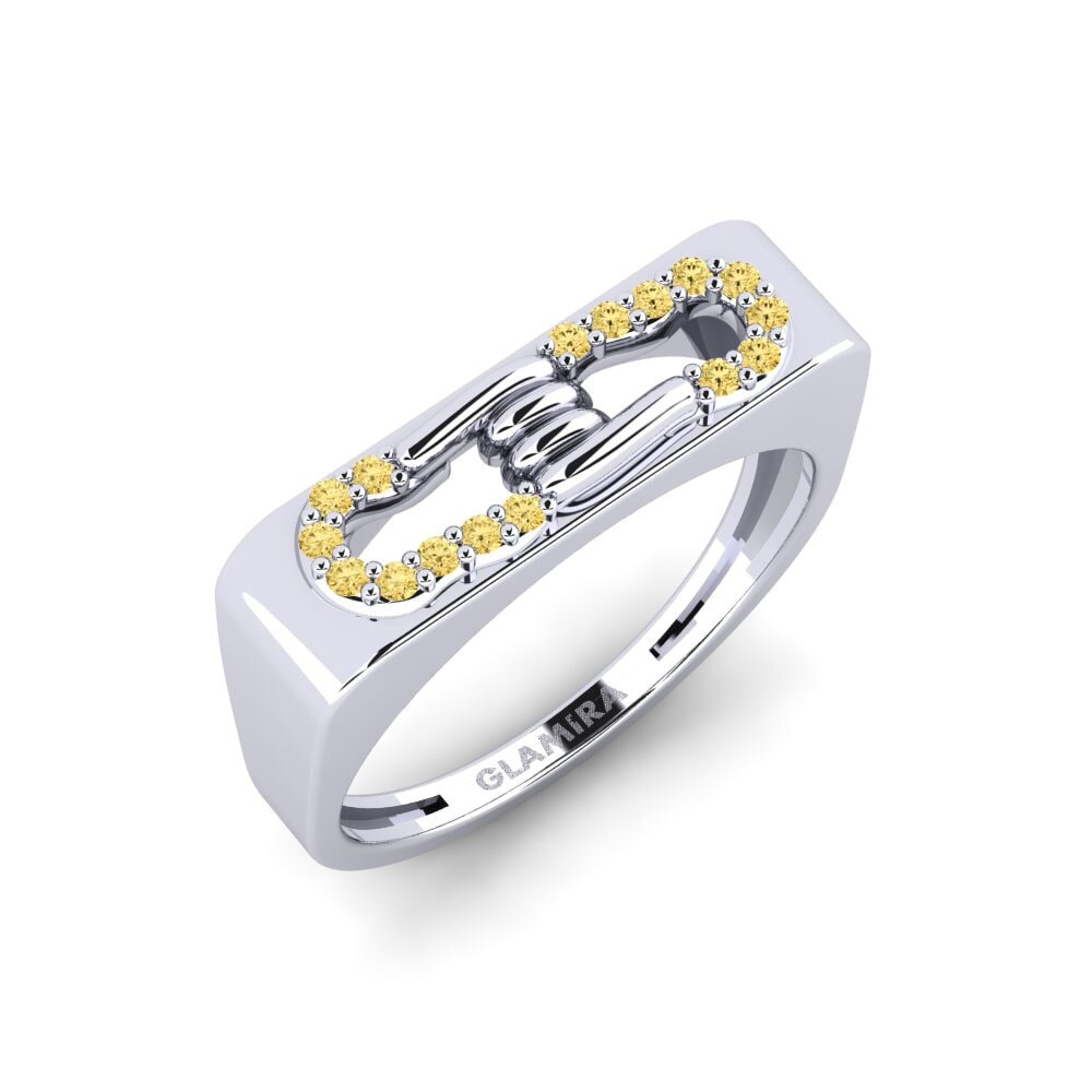 Plata 925 Diamante Amarillo Anillo Offing